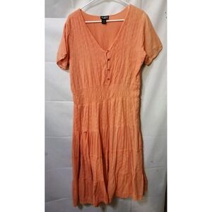 Kristin Marie 100% Cotton Smocked Dress Size XL Apricot Spring Lined Sz XL